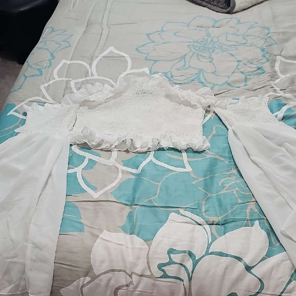 White Off-Shoulder Ruffle Top - Picture 2 of 7